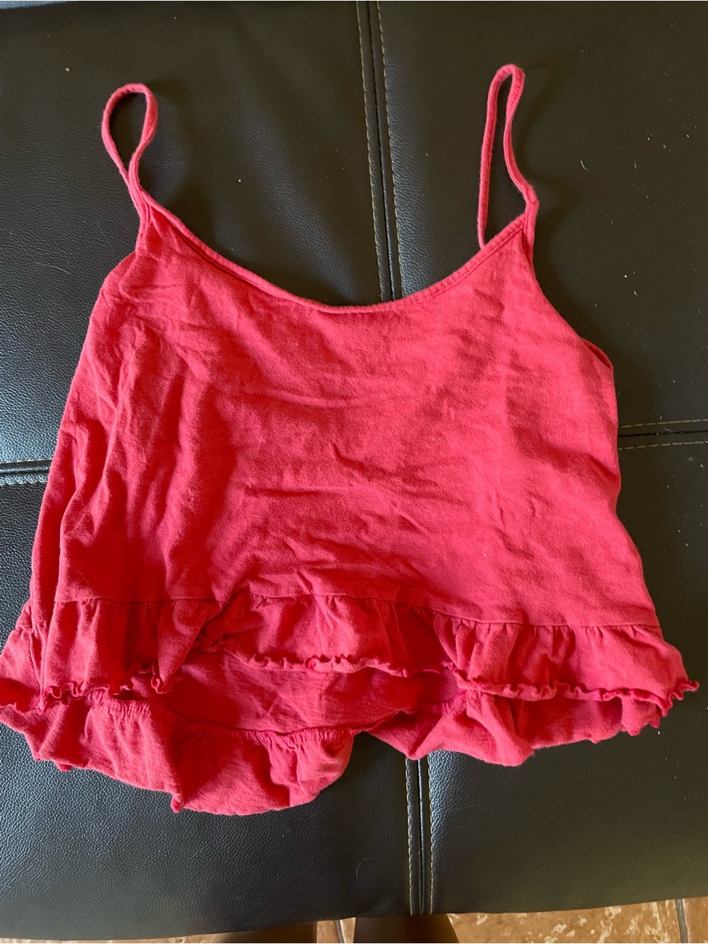 American Eagle Outfitters Red Ruffle Spaghetti Strap Cami